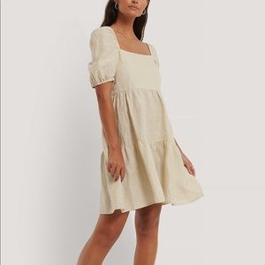 Mango puff sleeve linen dress
